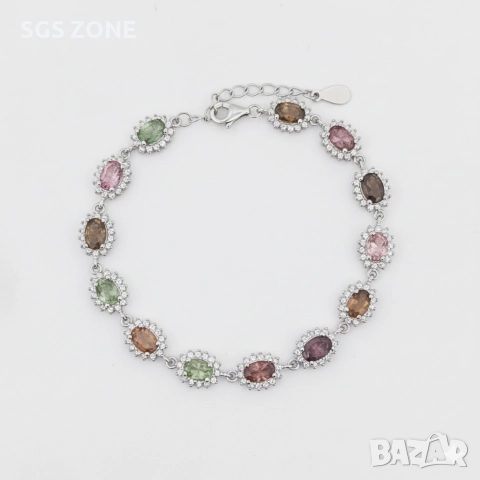Ръчно изработена сребърна гривна с мулти турмалин, снимка 10 - Гривни - 52577758