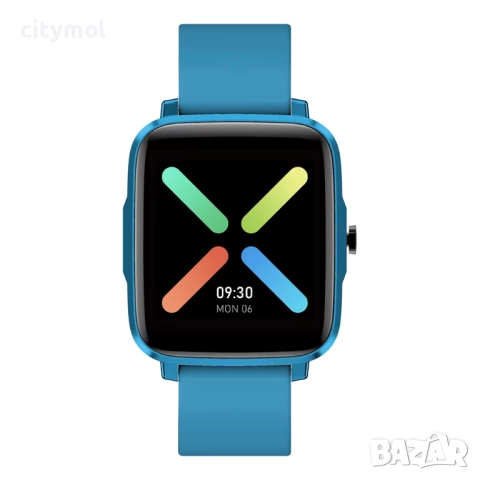 Смарт часовник F2, BT 5.0, IP68, луксозен смарт часовни, светлосин