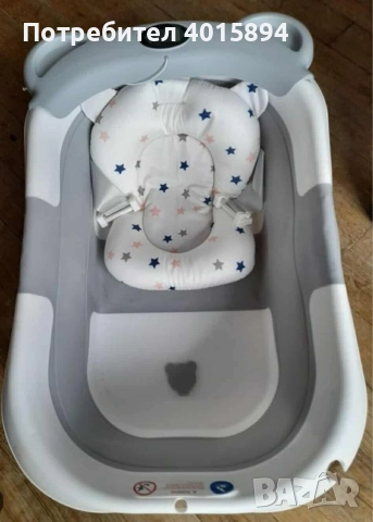 Сгъваема бебешка вана с термометър и възглавница, снимка 2 - За банята - 52998735