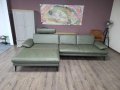 Тъмно зелен кожен ъглов диван с лежанка Dieter Knoll, снимка 1 - Дивани и мека мебел - 44246184