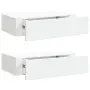vidaXL Стенни рафтове с чекмеджета, 2 бр, бели, 40x23,5x10 см, МДФ, снимка 1