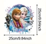 Елза Анна Олаф Frozen Замръзналото кралство кръг щампа термо апликация картинка за дреха блуза чанта, снимка 2