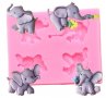 4 малки Слончета Слонче слон силиконов молд форма декорация торта фондан