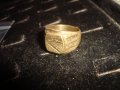СТАР ПОЗЛАТЕН БРОНЗОВ ПРЪСТЕН ОРНАМЕНТИРАН РЪЧНО МАЙСТОРСКА АРТ ИЗРАБОТКА МАСИВЕН 18252, снимка 4