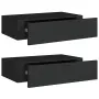 vidaXL Стенни рафтове с чекмеджета, 2 бр, черни, 40x23,5x10 см, МДФ, снимка 1