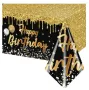 Happy Birthday черно златна черна златиста найлонова покривка за парти рожден ден, снимка 1