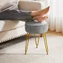 Кръгла велурена табуретка за крака , столче за грим – Сиво L/G-30G, снимка 4