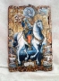Реплика на икона Свети Мина на кон със светци 30/20 см - УНИКАТ, декупаж, 110 лв, снимка 1
