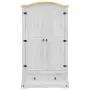 vidaXL Гардероб "Corona" бял 102x52x186 см бор масив, снимка 4