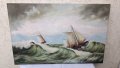 Картина "Буря в морето" - маслени бои на платно - 60/40см, снимка 1 - Антикварни и старинни предмети - 39013213