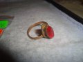 СТАРИНЕН МЕДЕН ПРЪСТЕН със СКЪПОЦЕНЕН КАМЪК ЮВЕЛИРНО РЪЧНО ФАСЕТИРАН ГОЛЯМ НАТУРАЛЕН ГРАНАТ 26726 , снимка 3