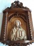 Дърворезба- домашен иконостас с резбован релеф на Исус Христос, снимка 3