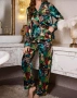 ДАМСКА ПИЖАМА ОТ САТЕН С ЕКЗОТИЧЕН ПРИНТ, снимка 2