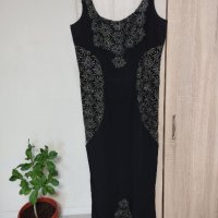 Черна рокля със златиста бродерия на цветя, снимка 16 - Рокли - 40672594