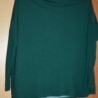 Пролетно - есенна блуза маслено зелена с цвете в тъмнокафяво и мръсно бяло, снимка 2 - Блузи с дълъг ръкав и пуловери - 42228021