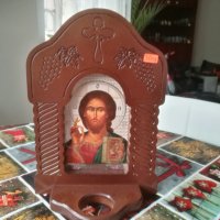 Дърворезба-домашен иконостас с иконопис "Исус Христос", снимка 4 - Други стоки за дома - 31351953