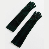 Елегантни дълги зелени плюшени ръкавици- 8629, снимка 2 - Ръкавици - 44810111