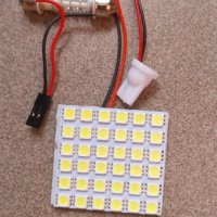 Диодна плочка с 36 броя 5050 SMD диода и три адаптера, бяла светлина, снимка 1 - Къмпинг осветление - 42367896