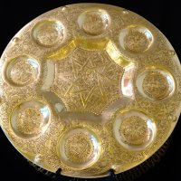 Персийски бронзов поднос 36 см.,1 кг. , снимка 1 - Антикварни и старинни предмети - 42241095