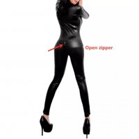 Sexy Lingerie Black Female Faux Leather Catsuit PVC Latex Bodysuit 40 лв., снимка 5 - Нощници - 30283598