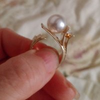 Многослоен пръстен с голяма перла, снимка 3 - Пръстени - 37812769