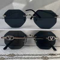 Valentino дамски слънчеви очила Осмоъгълник с верижка синджир, снимка 5 - Слънчеви и диоптрични очила - 44682891