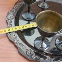 Метални чаши и поднос месинг с емайл, снимка 8 - Антикварни и старинни предмети - 29347741