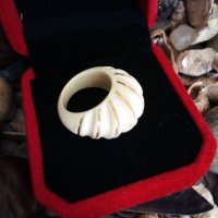 Антикварен  пръстен от злато и слонова кост, снимка 2 - Пръстени - 37934489