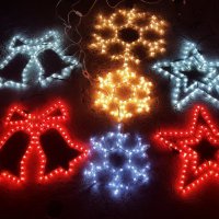 Червена Фигура Звезда и Камбана с Лед червен Светещ маркуч Коледа, снимка 4 - Лед осветление - 38991270