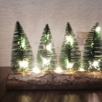 Коледна декорация. 4 Елхи на пънче с 20 LED светлини. , снимка 9 - Декорация за дома - 42692404