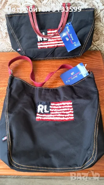 Две винтидж чанти от плат - голяма и малка Polo Jeans , снимка 1