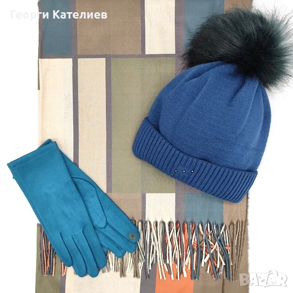 Дамски зимен комплект на фигури-Шал, шапка и ръкавици Код на продукта:DK-0078, снимка 1