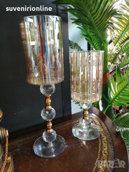 Луксозни стъклени свещници, снимка 1