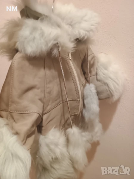 Детско зимно яке естествена кожа кожух, снимка 1