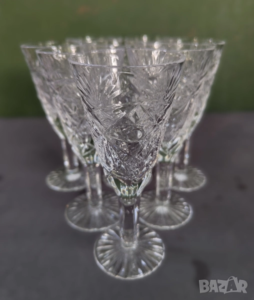 Ретро Кристални Чаши за Анасонови напитки сет 8 броя , снимка 1