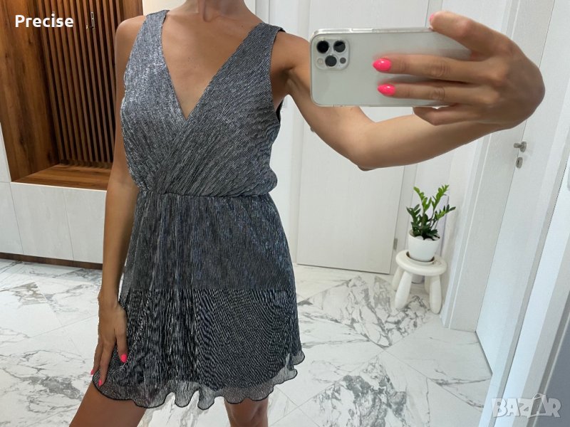 Официална рокля в сребърно, снимка 1