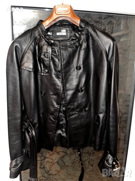 Черно кожено яке Moschino, снимка 1