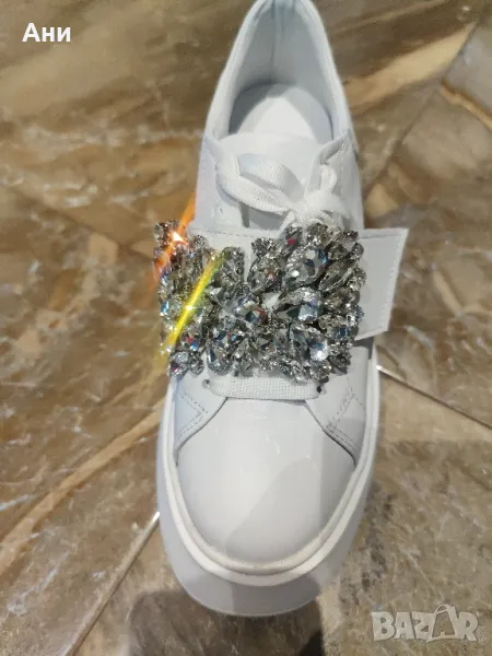 Бели кецове Естествена кожа със платформа , снимка 1