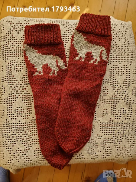 Ръчно плетени мъжки чорапи размер 43, снимка 1