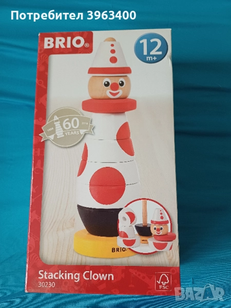 Brio Stacking Clown дървена играчка за подреждане, от 12+ месеца, снимка 1