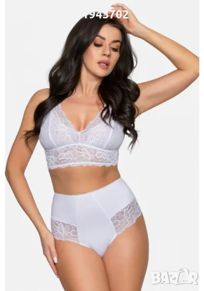 Памучни бикини с висока талия в бял цвят BBL187, снимка 1
