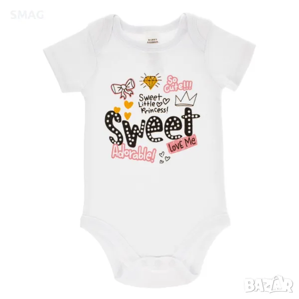 Боди памучно бяло с къс ръкав Sweet Little Princess S_1233533, снимка 1