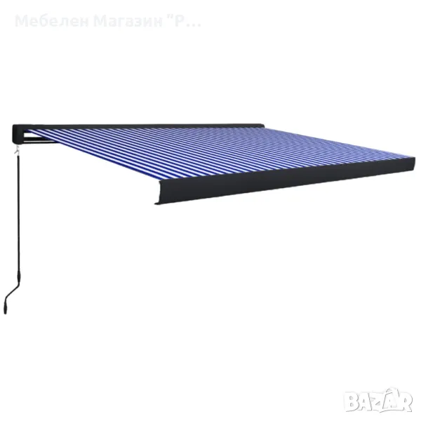 Ръчна касетъчна тента, 450x300 см, синьо и бяло, снимка 1