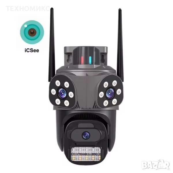 Външна WiFi Камера с три обектива и аларма , снимка 1