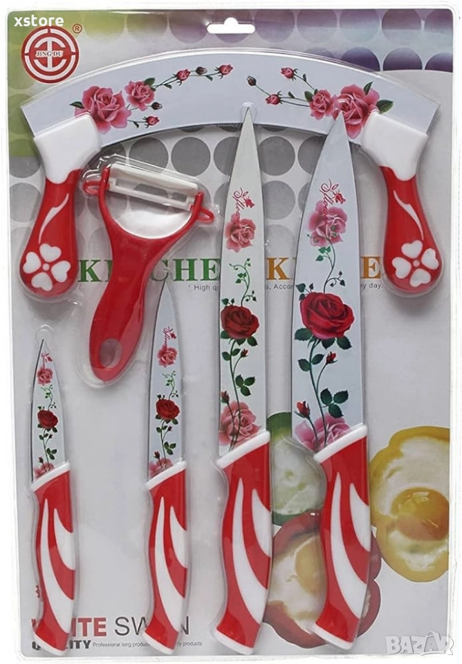 6в1 Комплект за рязане с керамичен чопър и белачка - 6 части, снимка 1