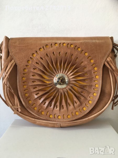 Дамска кожена чанта Слънце, снимка 1
