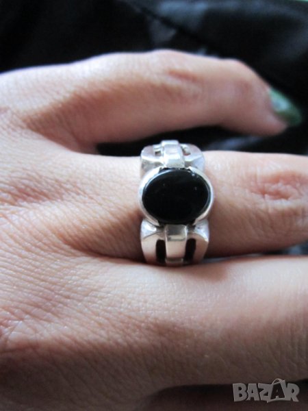 Сребърен пръстен с оникс, снимка 1