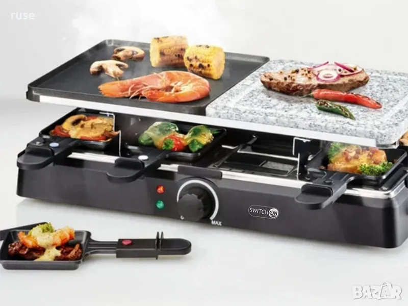 НОВИ! Скара раклет с камък и двойна грил плоча 8 души, снимка 1