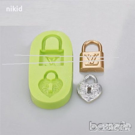 Катинар сърце и лого Louis Vuitton LV силиконов молд форма декорация торта фондан сладки мъфини, снимка 1