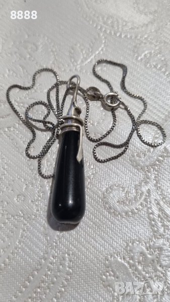 Сребърно колие с висулка от оникс 925 , снимка 1